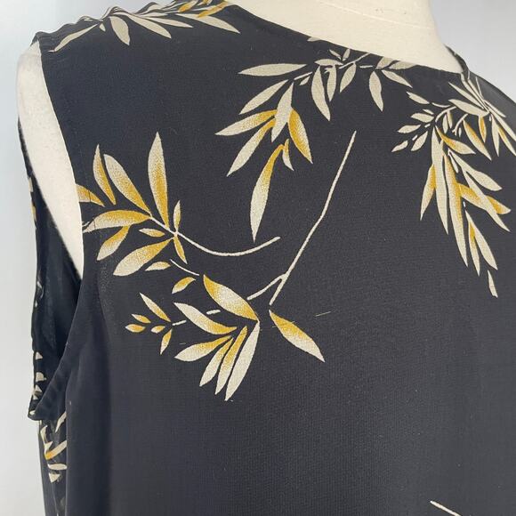 Sleeveless Midi Dress Plus Size 14 16 Black Tan Tropical Palm Sleevless Casual - Picture 4 of 16